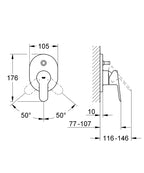 Grohe Bauedge Ohm Trimset Bath - 19586000 teknik çizim