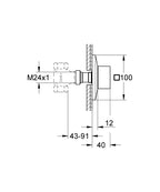 Grohe Allure Brilliant Ankastre Stop Valf - 29398000 teknik çizim