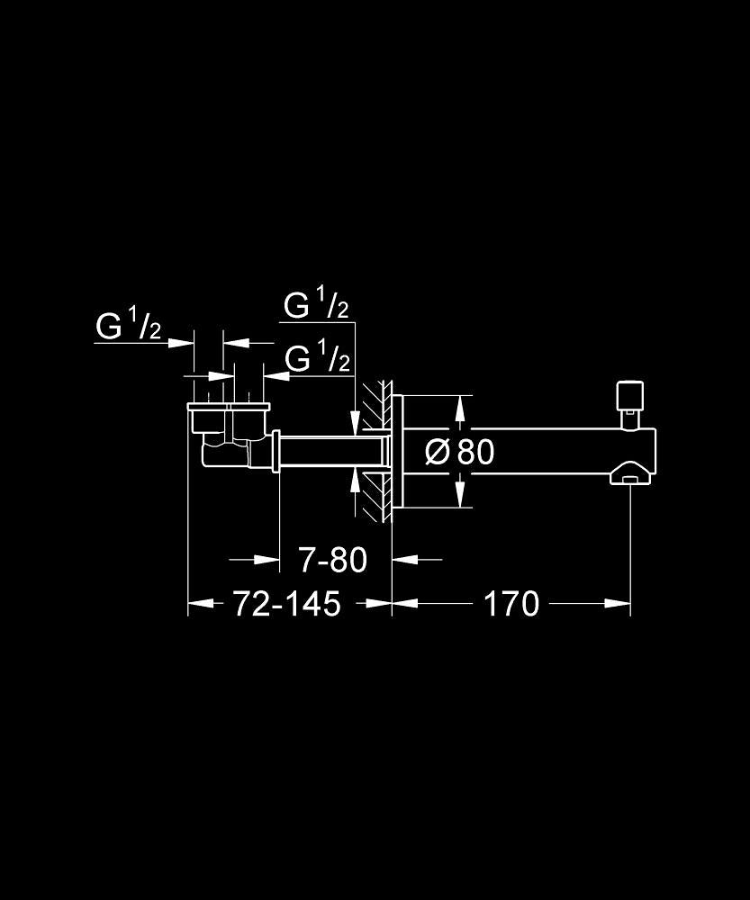 Grohe Concetto Yön Değiştiricili Çıkış Ucu - 13281001 teknik çizim