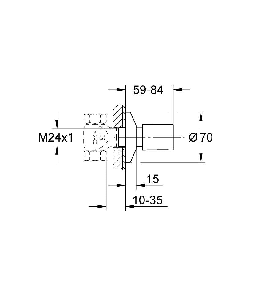 Grohe Bau Cosmopolitan Ankastre Stop Valf - 19917000 teknik çizim
