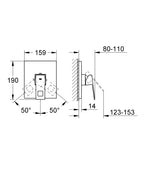 Grohe Eurocube Ankastre Duş Bataryası - 19898000 teknik çizim