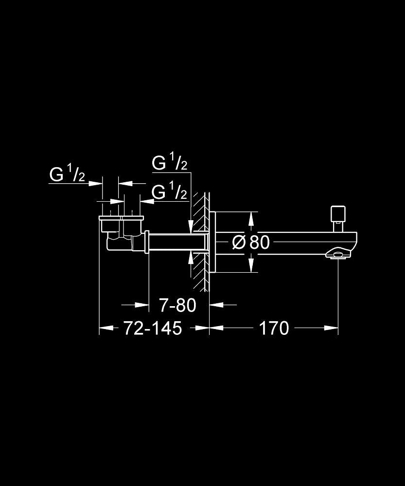 Grohe Eurocosmo Çıkış Ucu - 13262000 teknik çizim
