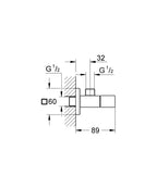 Grohe EurocubeAçılı vana 1/2" teknik çizim