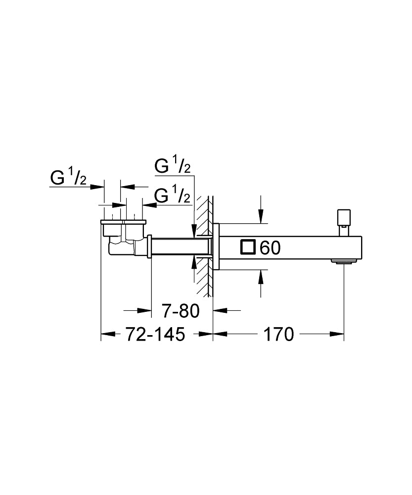 Grohe Eurocube Yön Değiştiricili Çıkış Ucu - 13304000 teknik çizim
