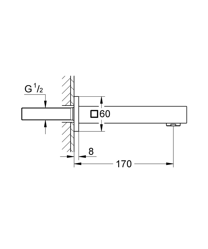 Grohe Eurocube Çıkış Ucu Brushed Hard Graphite - 13303AL0 teknik çizim