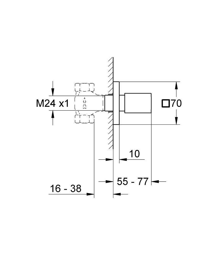 Grohe Eurocube Ankastre Stop Valf - 19910000 teknik çizim