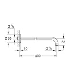 Grohe BauContemporay Tepe Duşu Dirseği 400 mm - 27851000 teknik çizim
