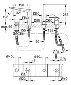 Grohe Allure Brilliant Ohm Bath 4-H - 29405000 teknik çizim