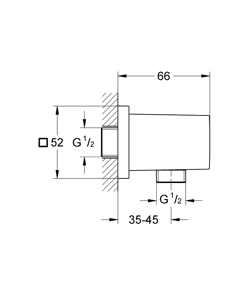Grohe Euphoria Cube Duş Çıkış Dirseği - 27704000 teknik çizim