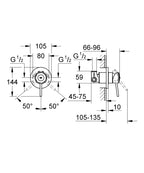 Grohe BauClassic Ankastre Duş Bataryası - 29048000 teknik çizim
