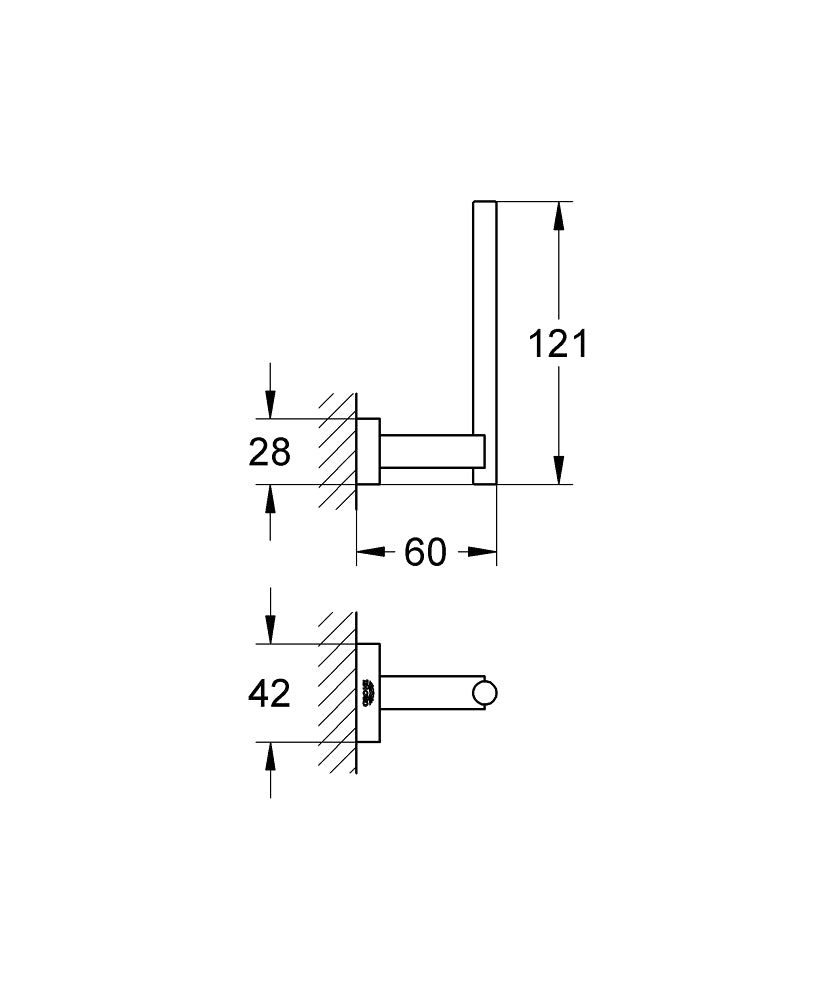 Grohe Essentials Cube Yedek Tuvalet Kağıtlığı - 40623001 teknik çizim