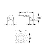 Grohe Surf Pnömatik Kumanda - 37059000 teknik çizim