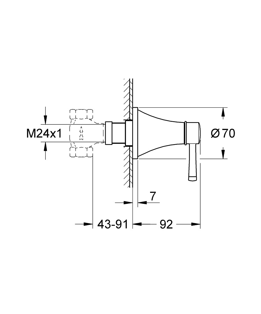 Grohe Ankastre Stop Valf Grandera Krom – 29420000 teknik çizim