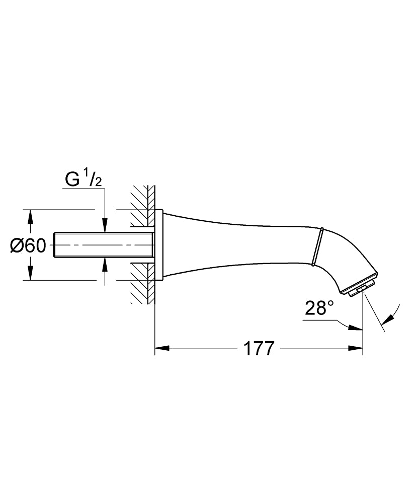 Grohe Grandera Bath Spout Exp - 13484000 teknik çizim