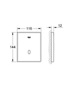 Grohe Fotoselli Ankastre Pisuar Valf Paneli Elekt. Krom- 37321001 teknik çizim