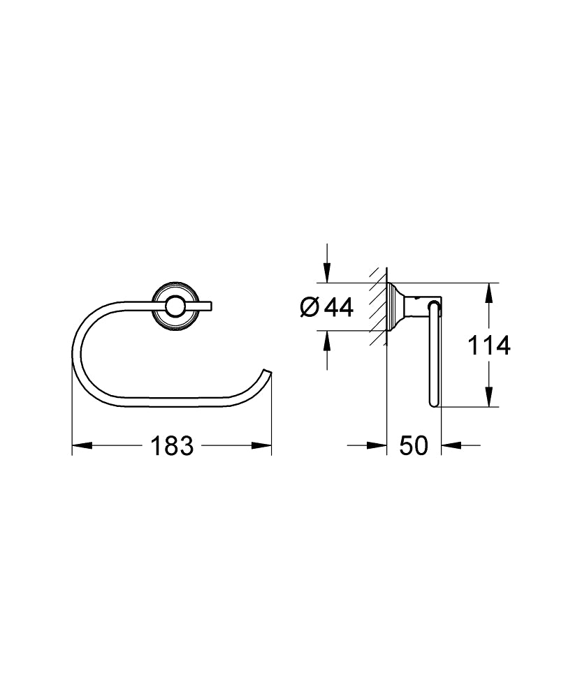 Grohe Essentials Authentic Tuvalet Kağıtlığı - 40657001 teknik çizim