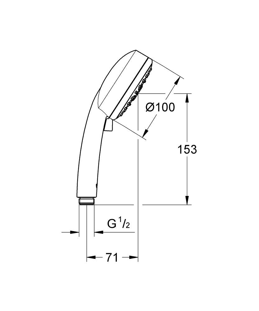 Grohe New Tempesta Cosmopolitan 100 El Duşu 4 Sprey 27575002 teknik çizim