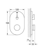 Grohe Eurosmart Cosmopolitan T Zaman Ayarlı Ankastre Duvardan Duş Bataryası, Çift Su Girişli - 36321 teknik çizim