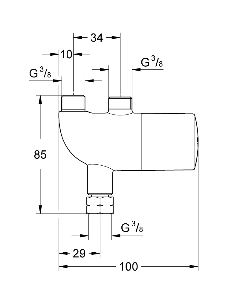 Grohe Grohterm Mikro Termostat - 34487000 teknik çizim