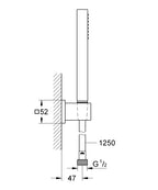 Grohe El Duş ve Askı Seti Euphoria Cube Krom - 27703000 teknik çizim