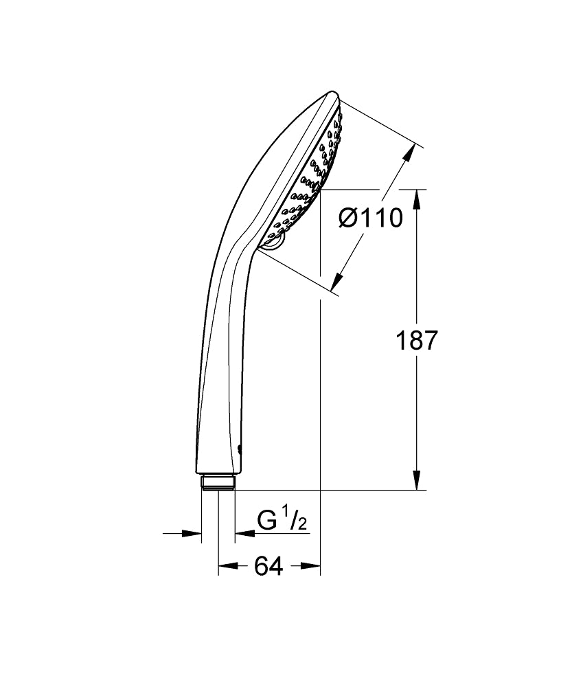 Grohe Euphoria El Duşu 3 Akışlı - 27222000 teknik çizim