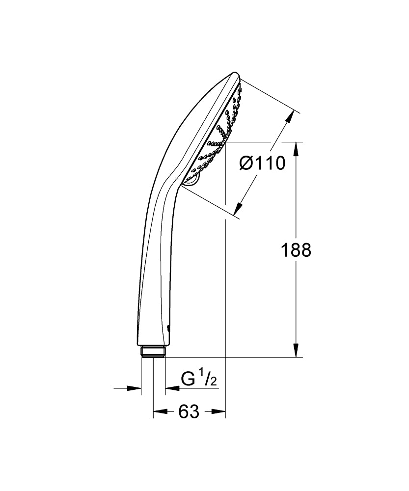 Grohe Euphoria 110 MasajEl duşu 3 sprey teknik çizim