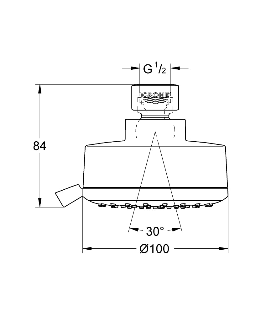 Grohe Ntempcosmopolitan 100 Iv Headshw 6,6L - 26043001 teknik çizim