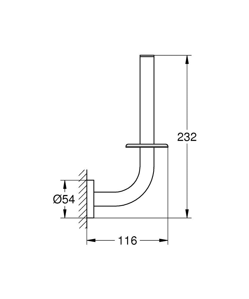 Grohe Essentials Dikey Yedek Tuvalet Kağıtlığı - 40385001 teknik çizim