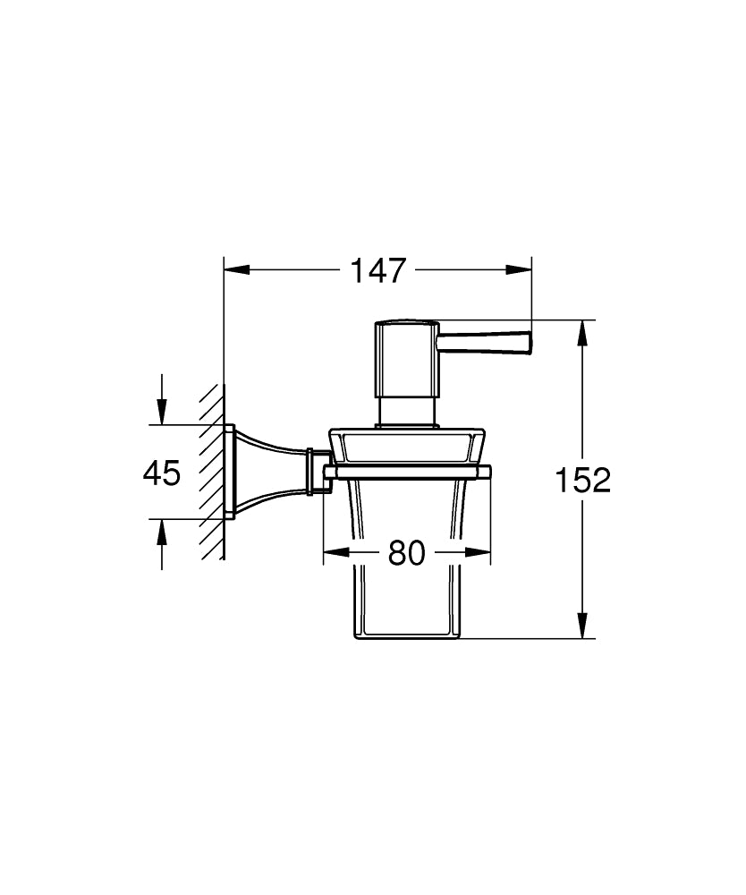 Grohe Sıvı Sabunluk Ve Tutacağı Grandera Krom - 40910000 teknik çizim
