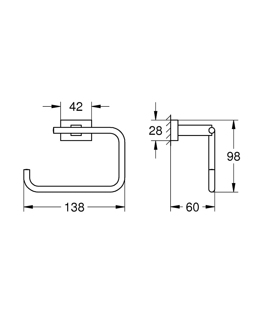 Grohe Eurocube Tuvalet Kağıtlığı - 40507001 teknik çizim