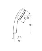 Grohe Tempesta Cosmopolitan 100 El Duşu 2 Sprey 2757120E teknik çizim