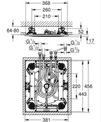 Grohe Rainshower Aqua 15" Gömme Tavan Duşu Krom – 26888000 teknik çizim