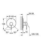 Grohe Essence New Ankastre Duş Bataryası - 19286001 teknik çizim