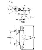 Grohe Grohtherm 800 Termostatik Banyo Bataryası - 34576000 teknik çizim