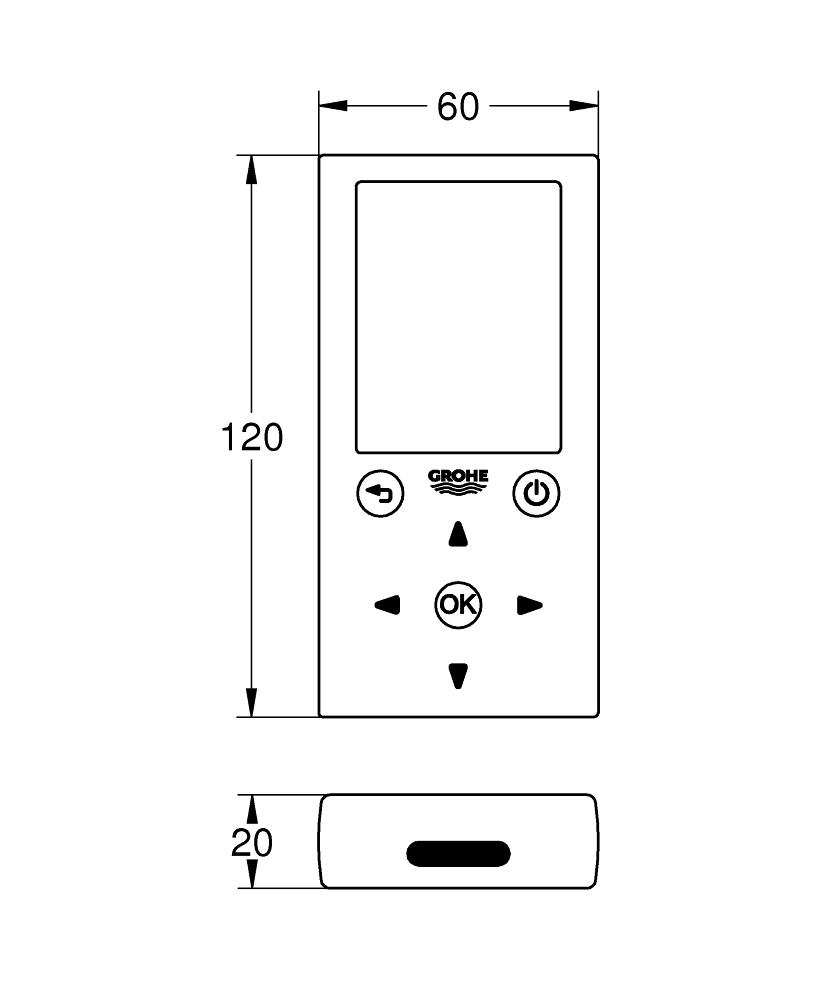 Grohe Fotoselli Ürünler İçin Uzaktan Kumanda Beyaz - 36407001 teknik çizim