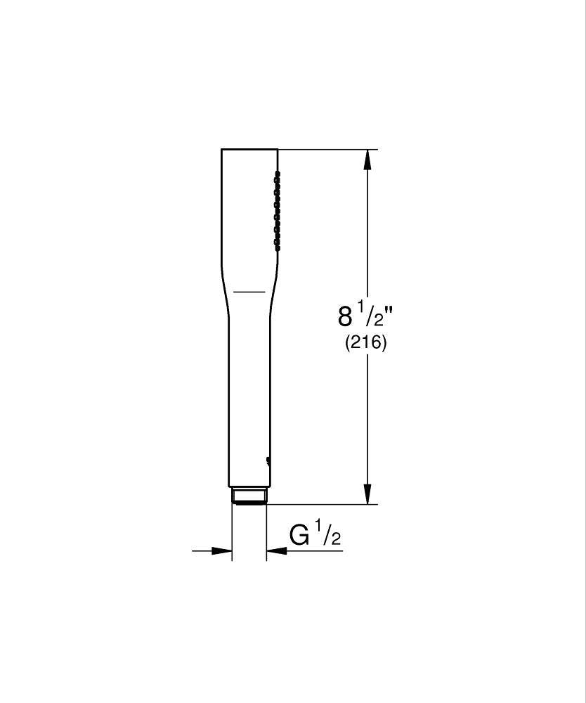 Grohe Euphoria Stick Cosmopolitan El Duşu 1 Akışlı Mat Siyah - 22126KF0 teknik çizim