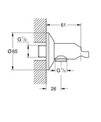 Grohe Taharet Sprey Takımı İçin Vanalı El Duş Askısı Kr.-26333000 teknik çizim