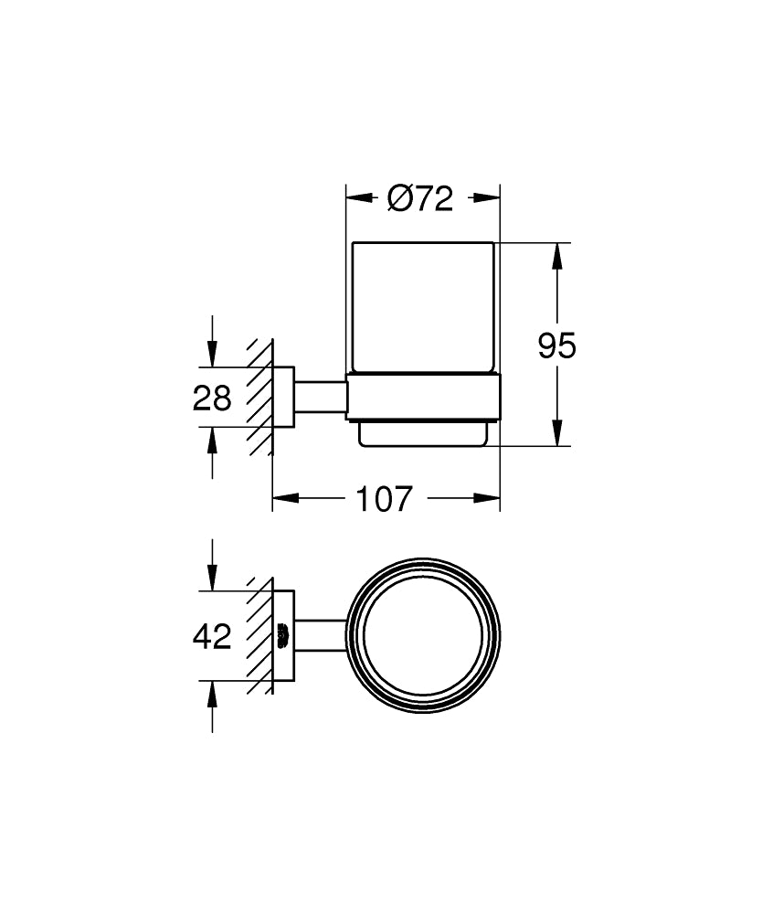 Grohe Diş Fırçalık Seti Eurocube Krom - 40755001 teknik çizim