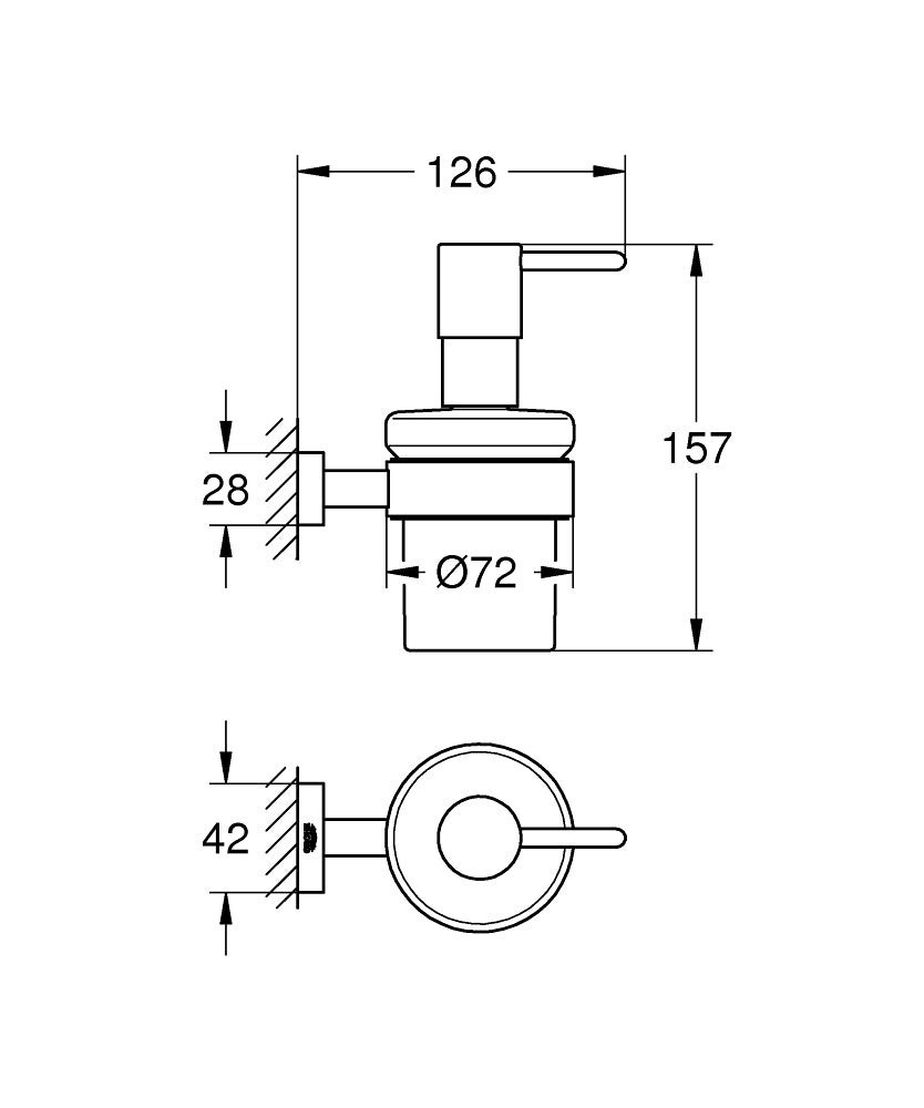Grohe Sıvı Sabunluk Seti Eurocube Krom - 40756001 teknik çizim