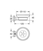 Grohe Sabunluk Seti Eurocube Krom - 40754001 teknik çizim