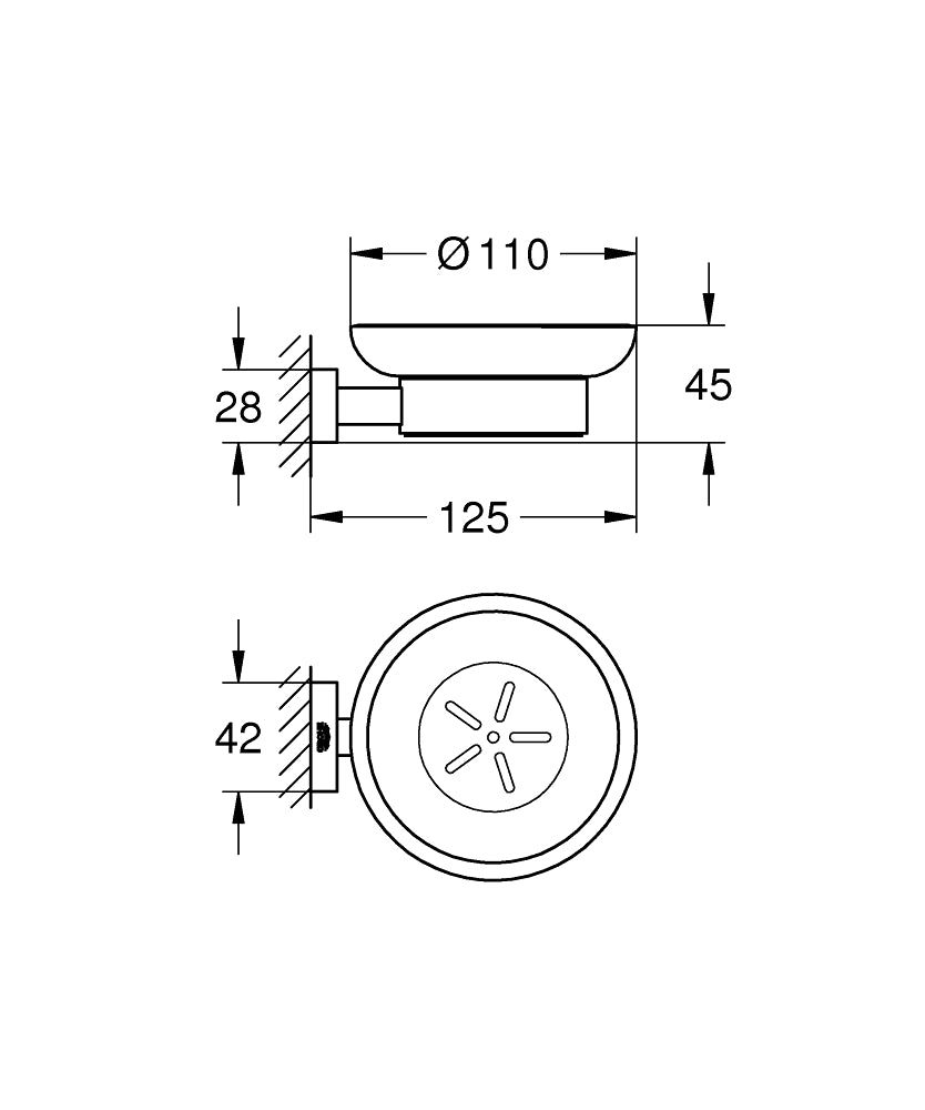 Grohe Sabunluk Seti Eurocube Krom - 40754001 teknik çizim