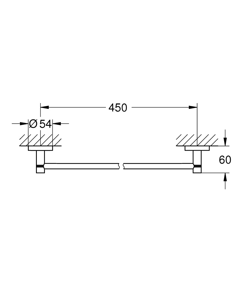Grohe Uzun Havluluk 45 cm Essentials Hard Graphite - 40688A01 teknik çizim