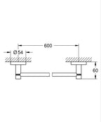 Grohe Uzun Havluluk 60 cm Essentials Super Steel - 40366DC1 teknik çizim
