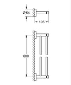 Grohe İkili Havluluk 60 cm Essentials Brushed Hard Graphite - 40802AL1 teknik çizim
