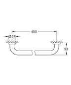 Grohe Tutunma Barı 45 cm Essentials Super Steel - 40793DC1 teknik çizim