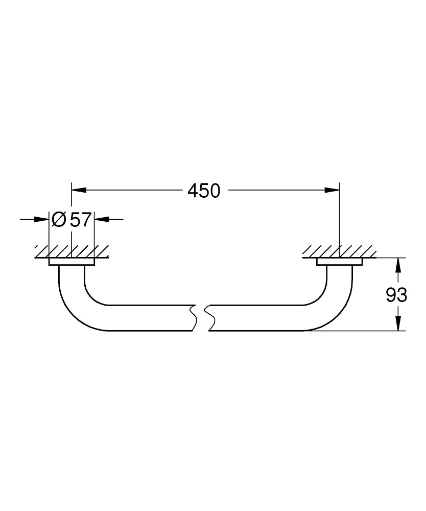 Grohe Tutunma Barı 45 cm Essentials Krom - 40793001 teknik çizim