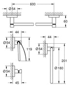 Essentials Aksesuar Seti 4 Parça Krom -40776001 teknik çizim