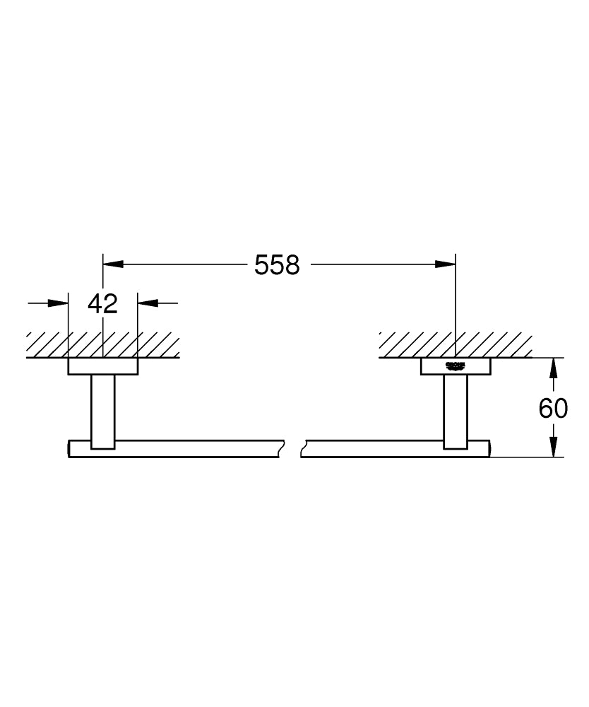 Grohe Eurocube Uzun Havluluk - 40509001 teknik çizim