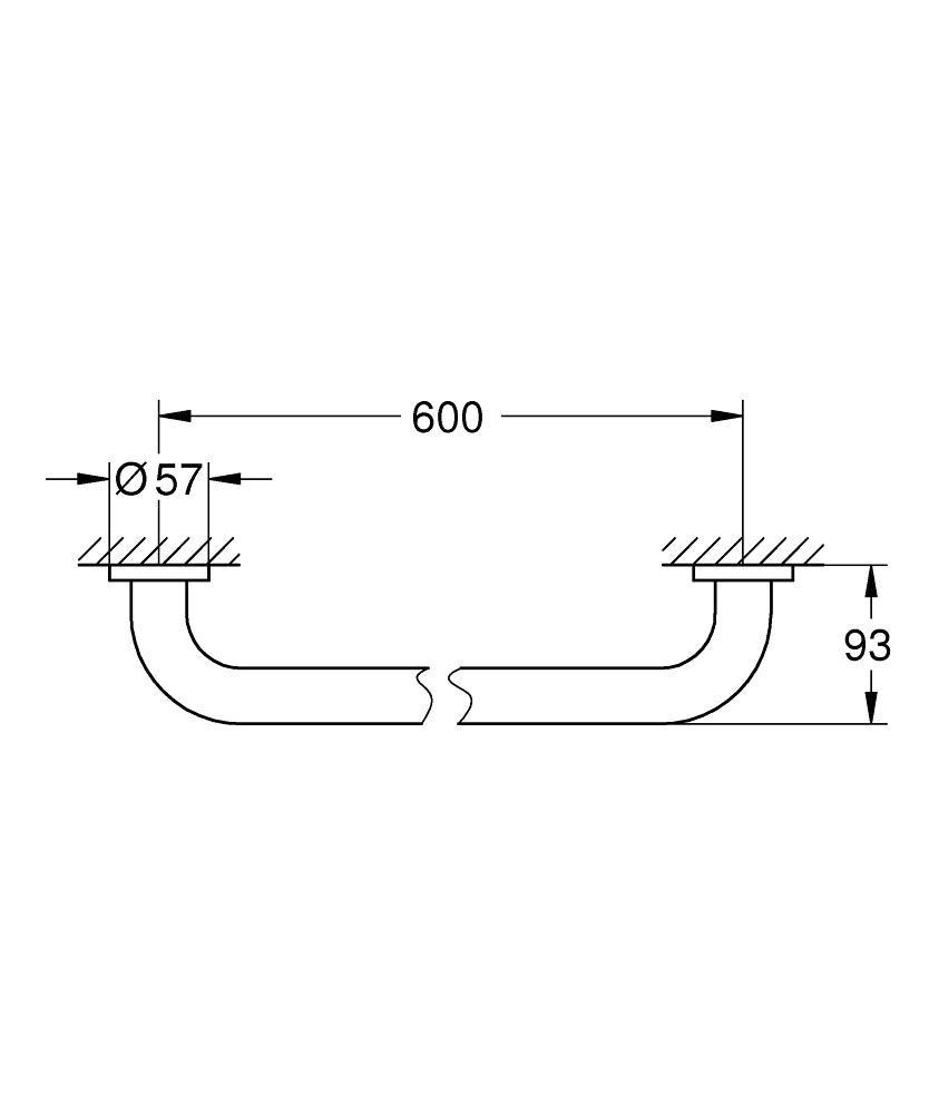 Grohe Tutunma Barı 60 cm Essentials Super Steel - 40794DC1 teknik çizim