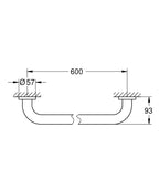 Grohe Essentials Tutunma Barı 600 Mm Krom 40794001 teknik çizim